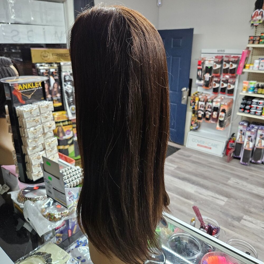 22"  human hair gluess lace frontal wig